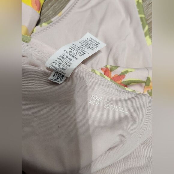 Aerie 2 Piece Swim Bikini Set Sz Medium Retro Floral Top Cheeky Bottom - Picture 5 of 6